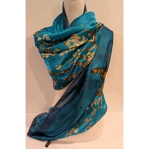 100% Silk Scarf Wrap Art Vincent van Gogh's Almond Blossoms Oblong Large